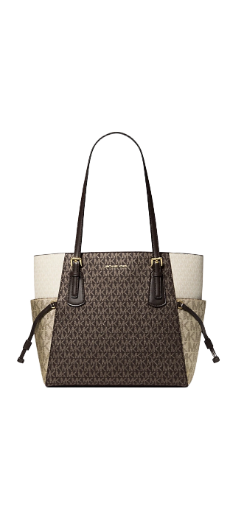 Michael Kors Voyager Large Color-Block Metallic Signature Logo Tote Bag