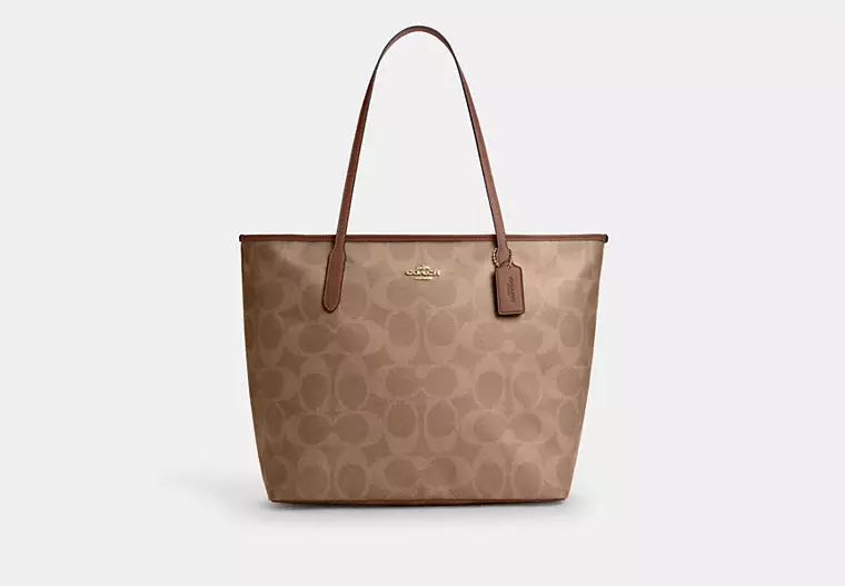 Coach Large City Tote Bag In Maxi Signature Canvas