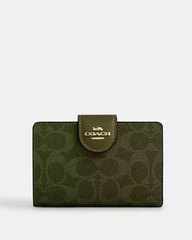 Coach Medium Corner Zip Wallet In Signature Canvas