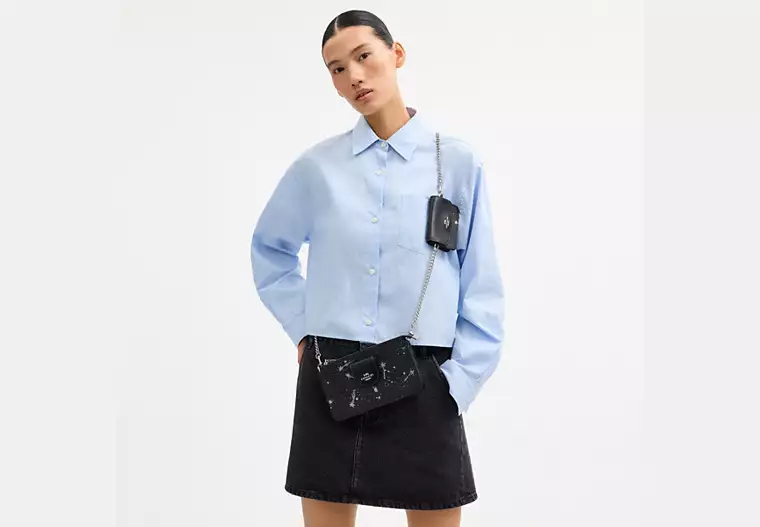 Coach Poppy Crossbody Bag with Star Print Colour Black Multi