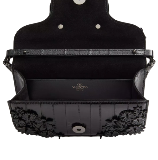 Valentino Garavani Locó Small Embroidered Shoulder Bag In Eel Skin