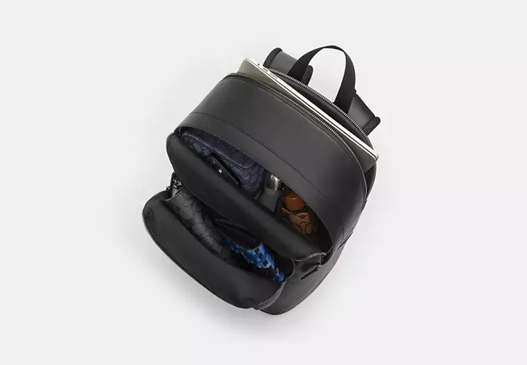 Coach West Backpack In Signature Canvas Colour Gunmetal/Charcoal/Black