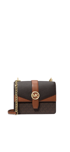 Greenwich Small Color -Block Signature Logo Crossbody Bag BrownMichael Kors Crossbody Bag