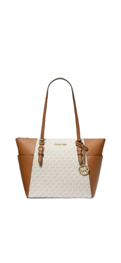 Michael kors Charlotte Large Logo and Leather Top-Zip Tote Bag - Vanilla