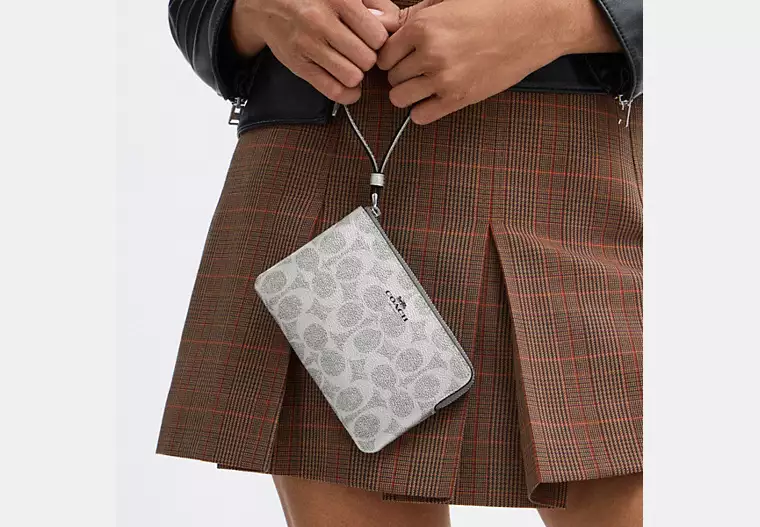 Corner Zip Wristlet In Signature Canvas Available in 3 Colours