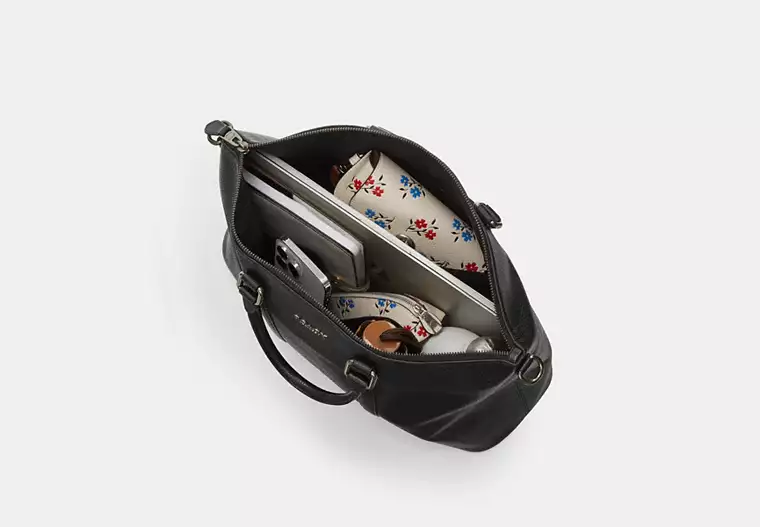 Coach Caleb Work Bag In Signature Canvas Colour Black