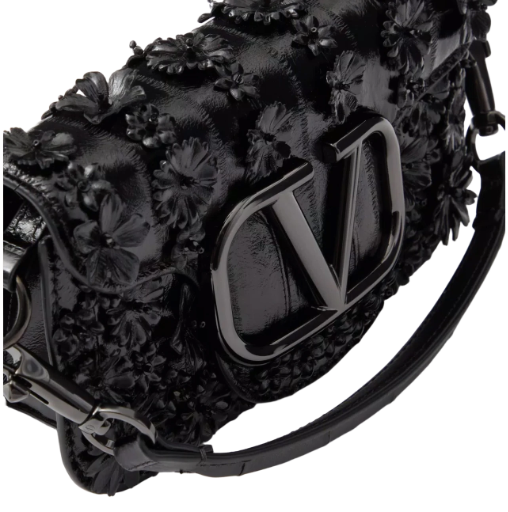 Valentino Garavani Locó Small Embroidered Shoulder Bag In Eel Skin