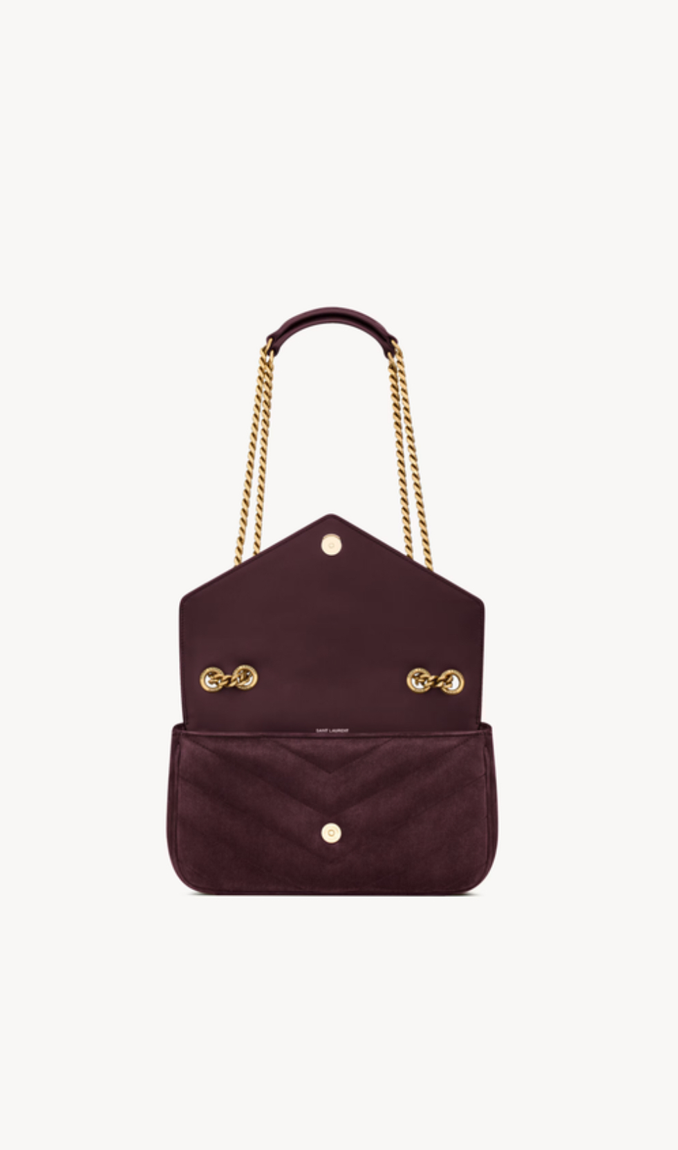 YSL LOULOU Small In Matelasse Suede Shoulder Bag Smoky Burgundy