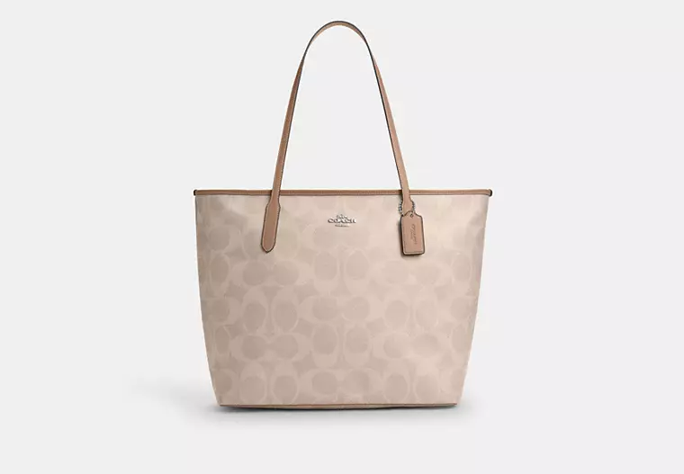 Coach Large City Tote Bag In Maxi Signature Canvas