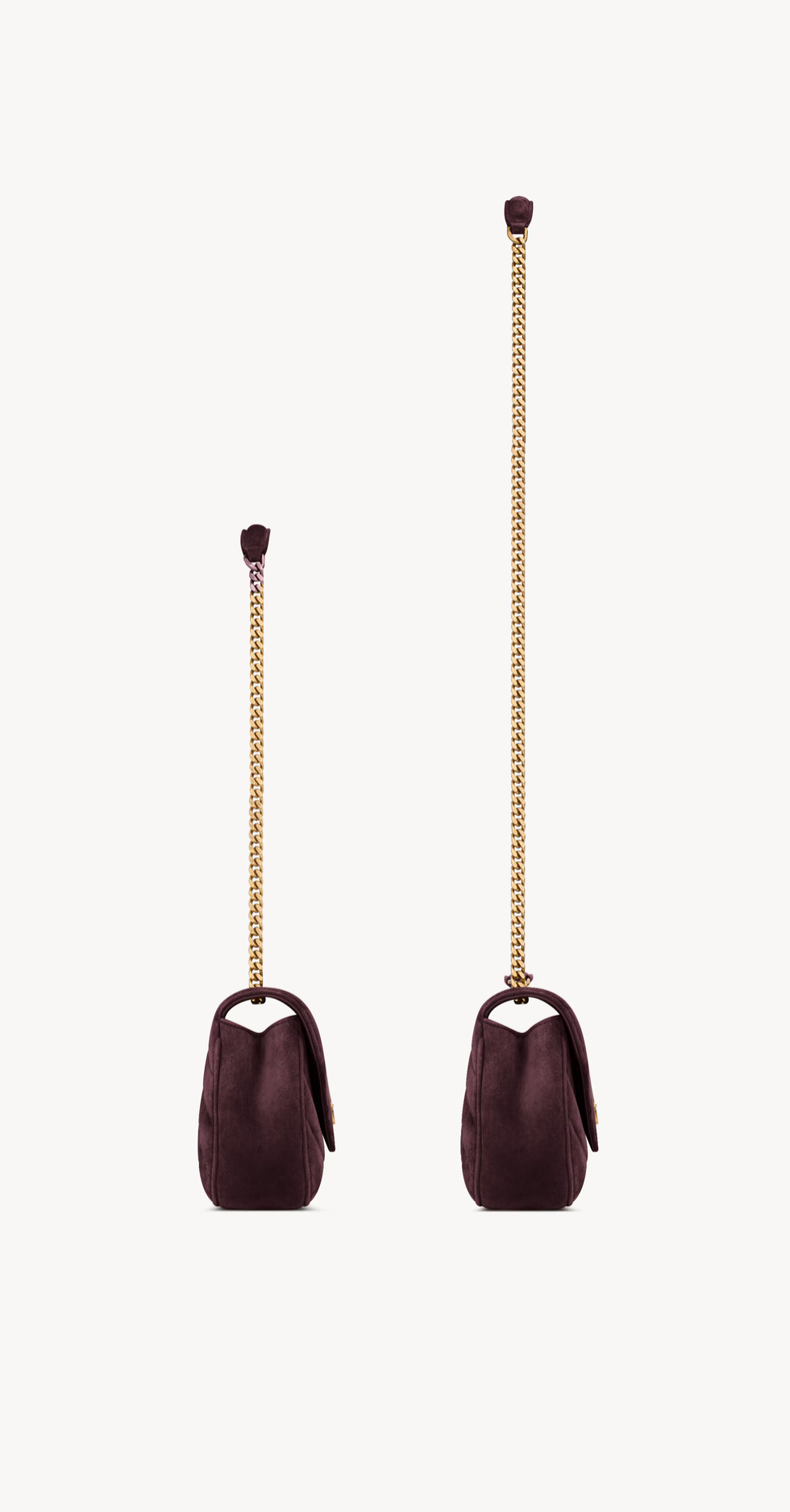 YSL LOULOU Small In Matelasse Suede Shoulder Bag Smoky Burgundy