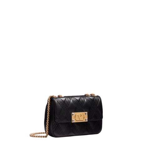 Valentino Garavani Quiltie 67 Small Shoulder Bag In Quilted Nappa Leather Color 0NO - NERO