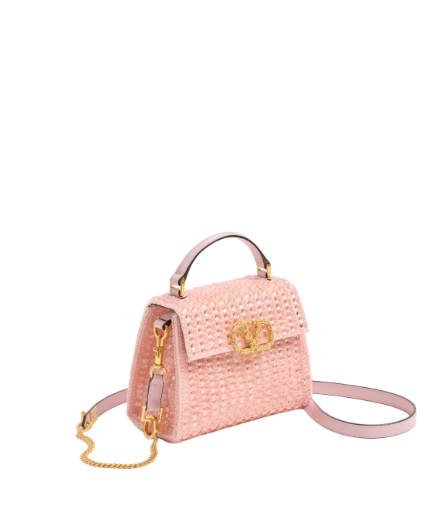 Valentino Garavani Mini Vsling Embroidered Handbag With Jewel Logo - 9TD - Vintage Rose/Water Rose