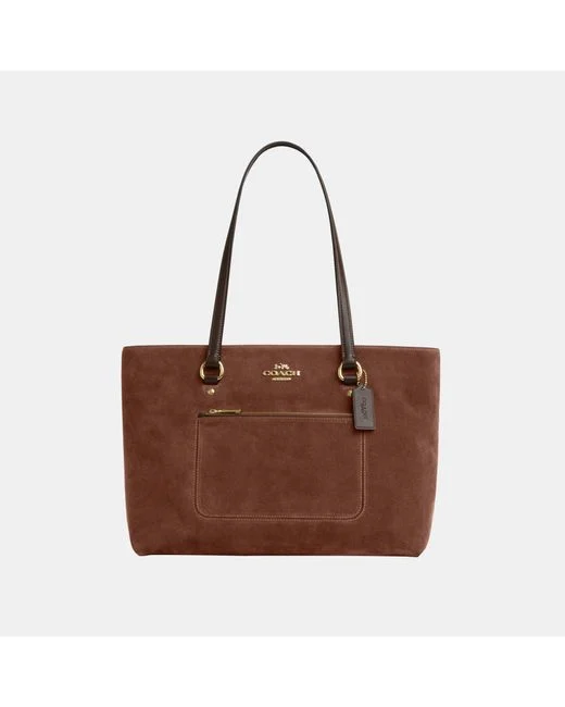 Coach Station Brown Suede Tote Bag