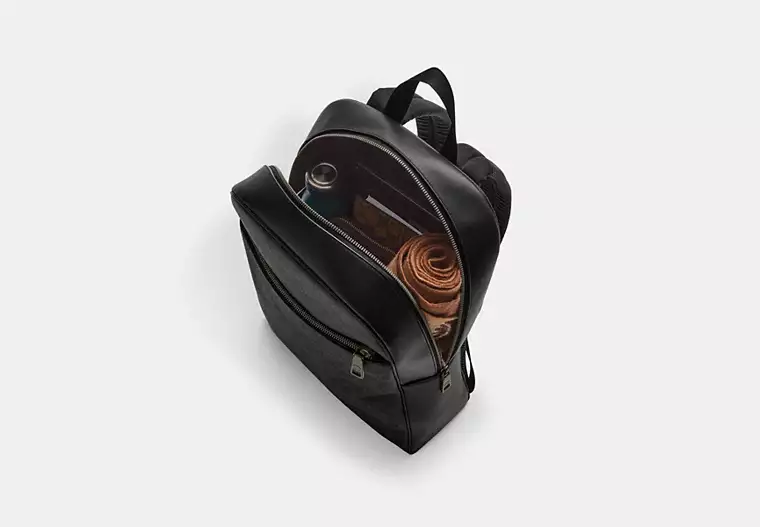 Coach Owen Backpack In Signature Canvas Colour Gunmetal Charcoal Black