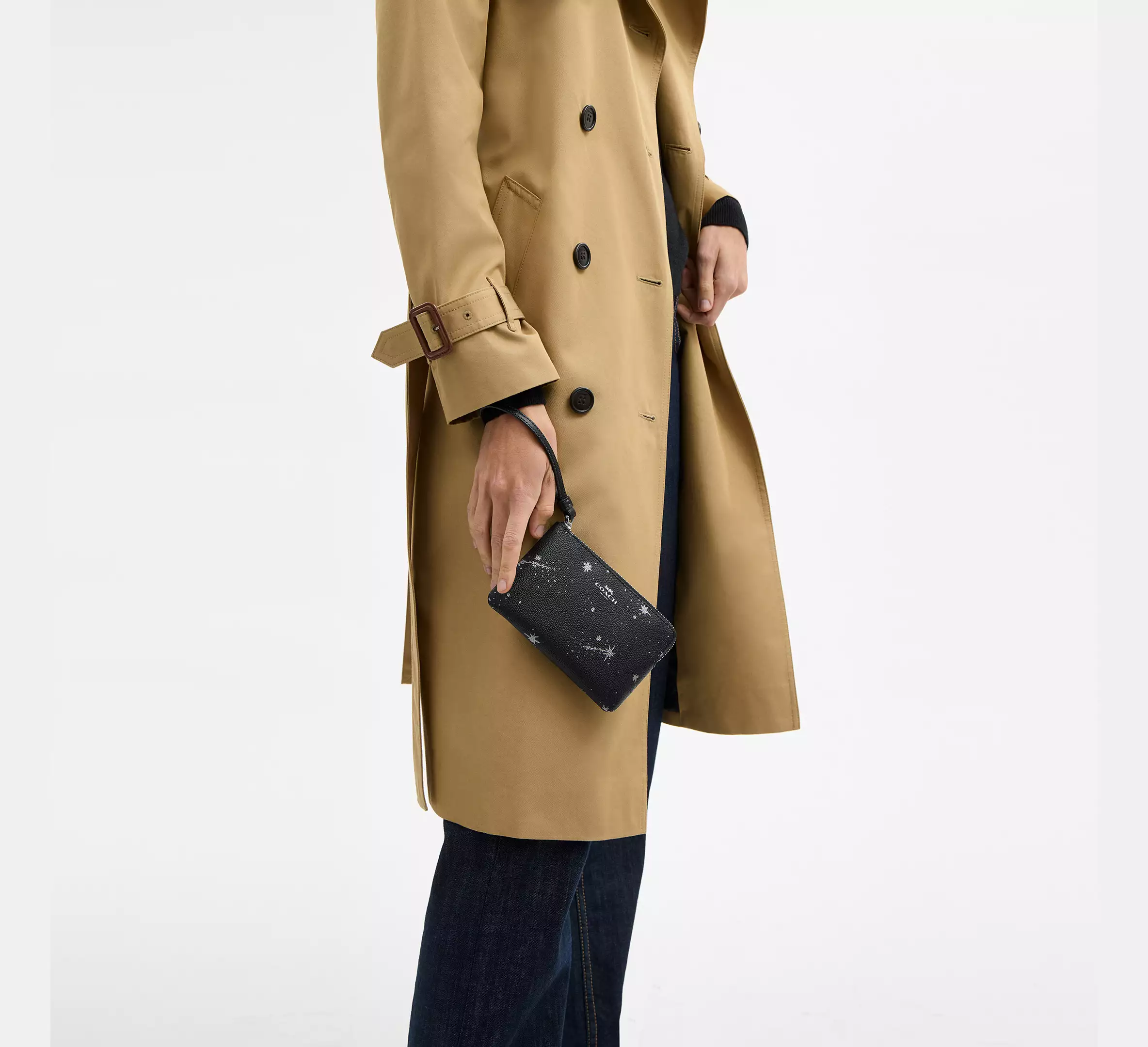 Coach Corner Zip Wristlet with Prints or Rivets