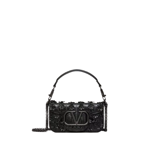 Valentino Garavani Locó Small Embroidered Shoulder Bag In Eel Skin