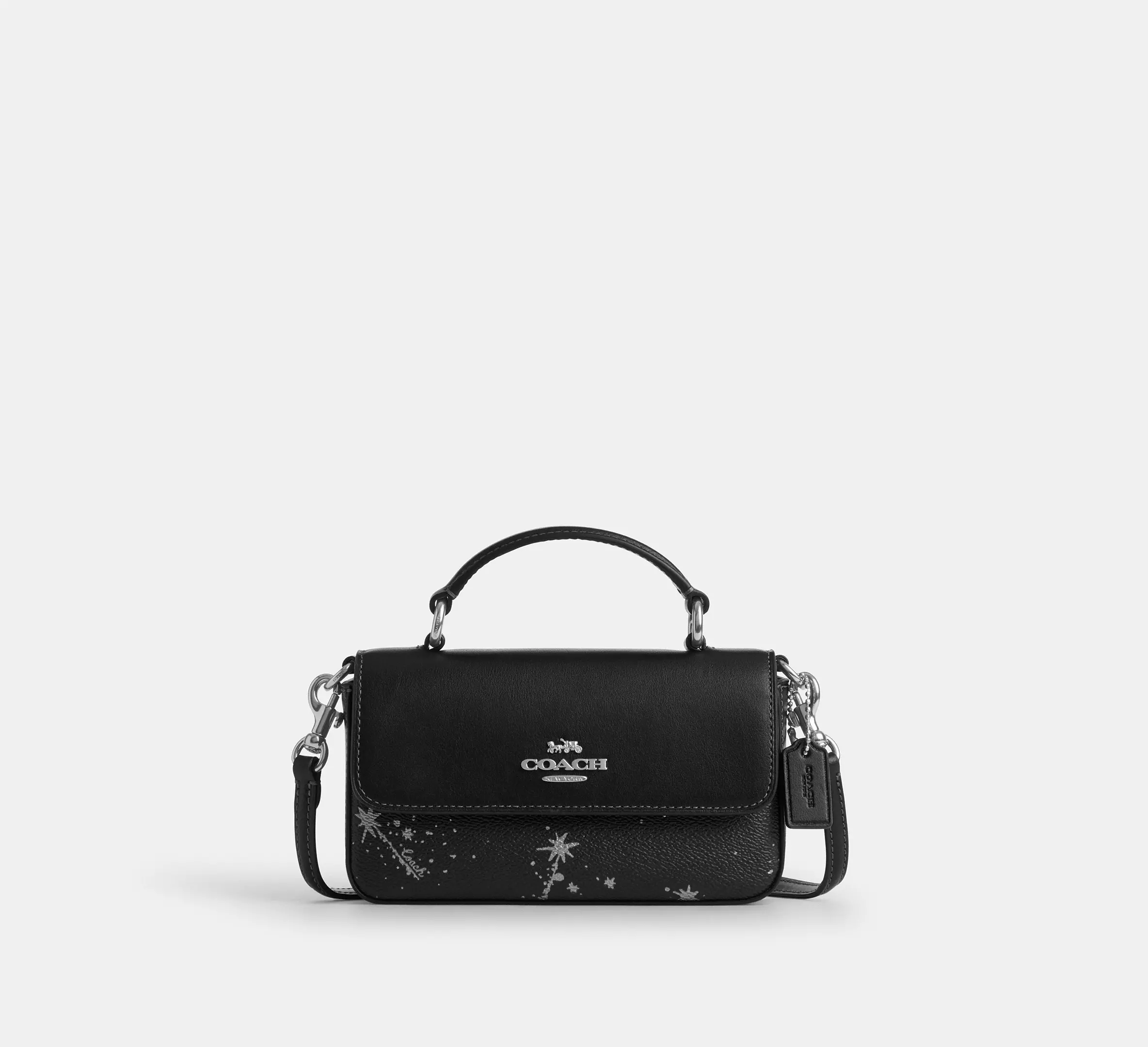 Coach Mini Josie Top Handle Bag With Star Print Colour Silver/Black Multi