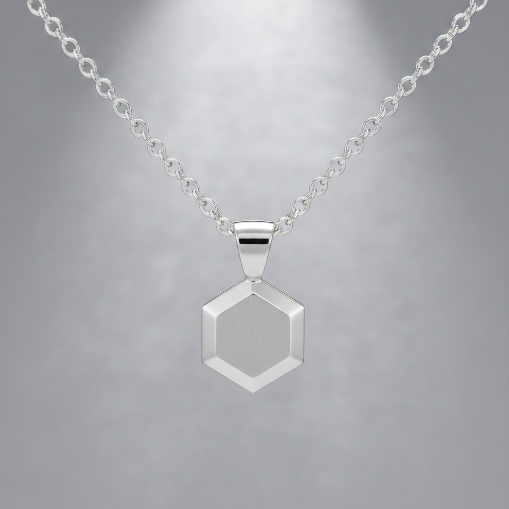 Hexagon Silver Pendant Necklace
