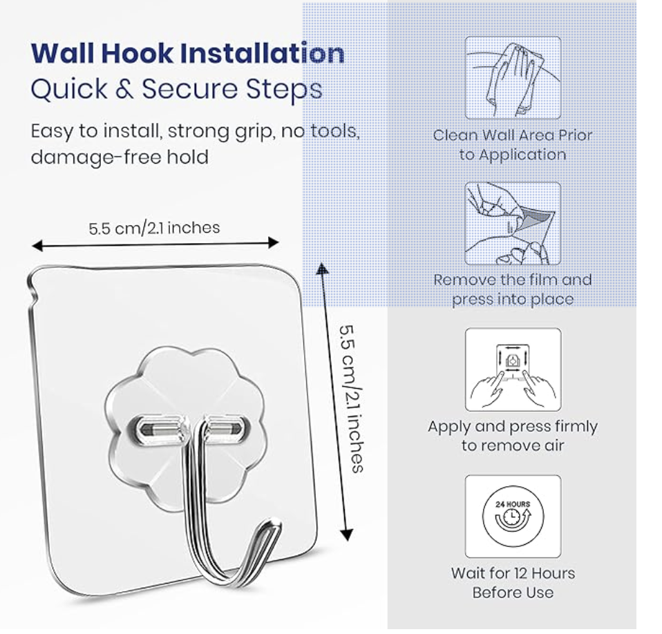 1 pcs Self Adhesive Wall Hooks for Hanging