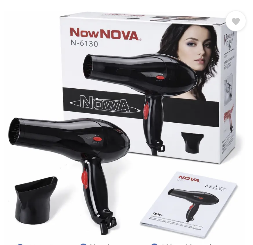  Nova-6130 Professional Salon Hair Dryer For MEN and WOMEN Hair Dryer  (1800 W, Black)