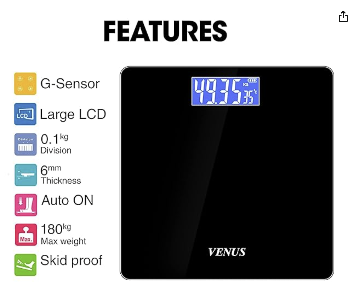 Electronic Digital Personal Bathroom Weight Machine for Body Weight upto 180 kg Weighing Scale