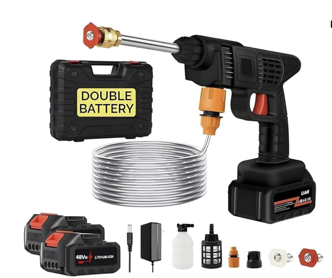 Cordless Portable Wireless Pressure Washer Gun - Double Battery 