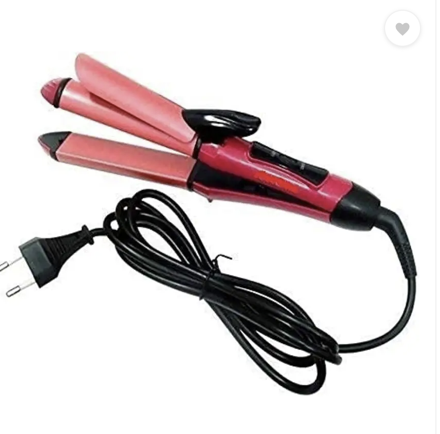 2 IN 1 STRAIGHTENER CURLER, HAIR STYLING TOOLS FOR GIRLS/WOMEN & MEN Hair Straightener (Pink)