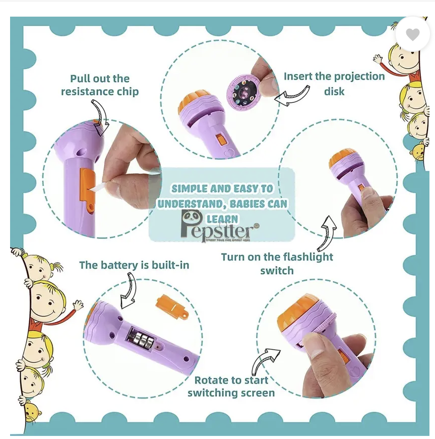 24 patterns Mini Projector Torch Toy Slide Flashlight Projector torch for kids  (Multicolor)