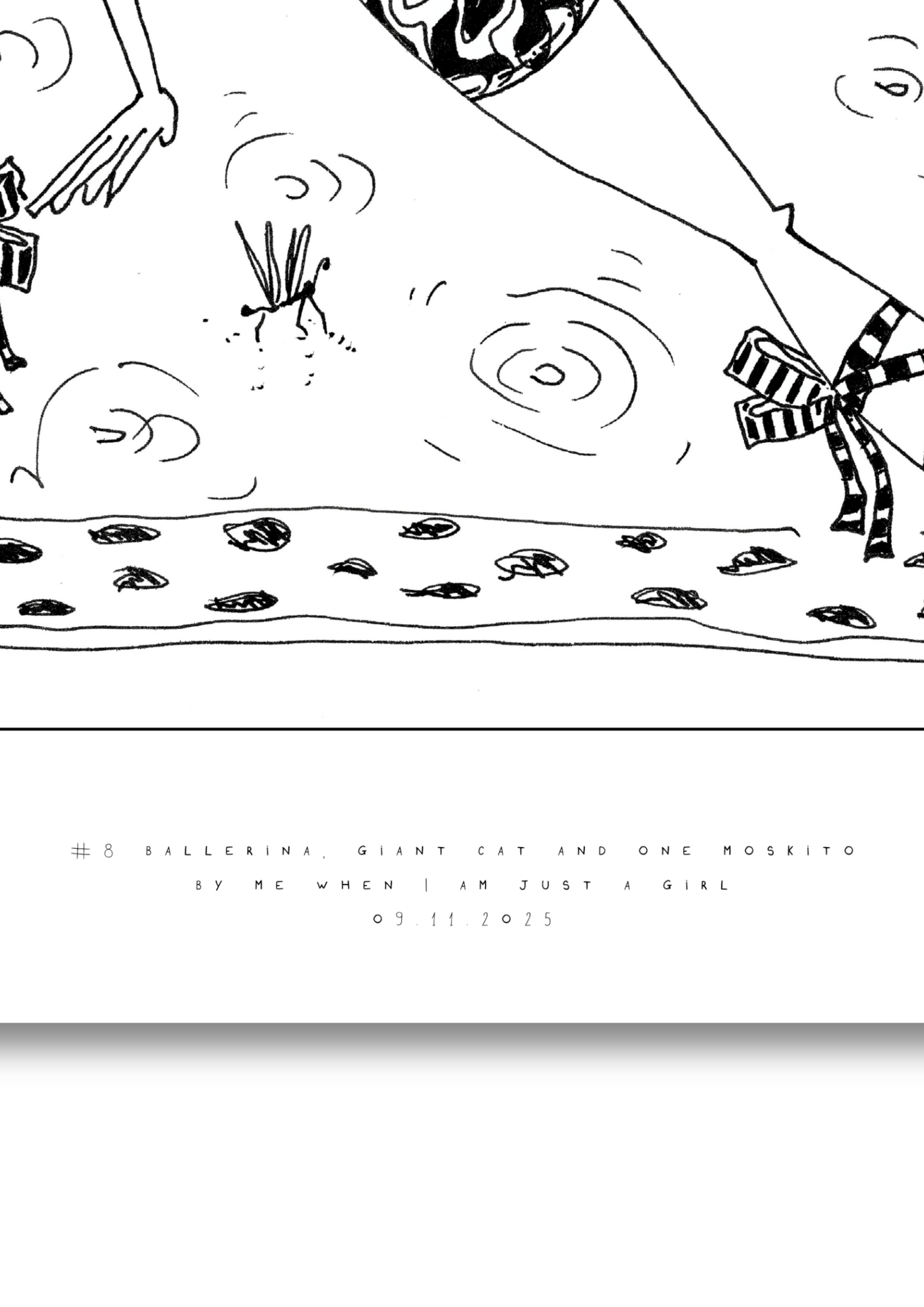 #8 Ballerina, giant cat and one moskito  - Semi-Glossy Paper Poster