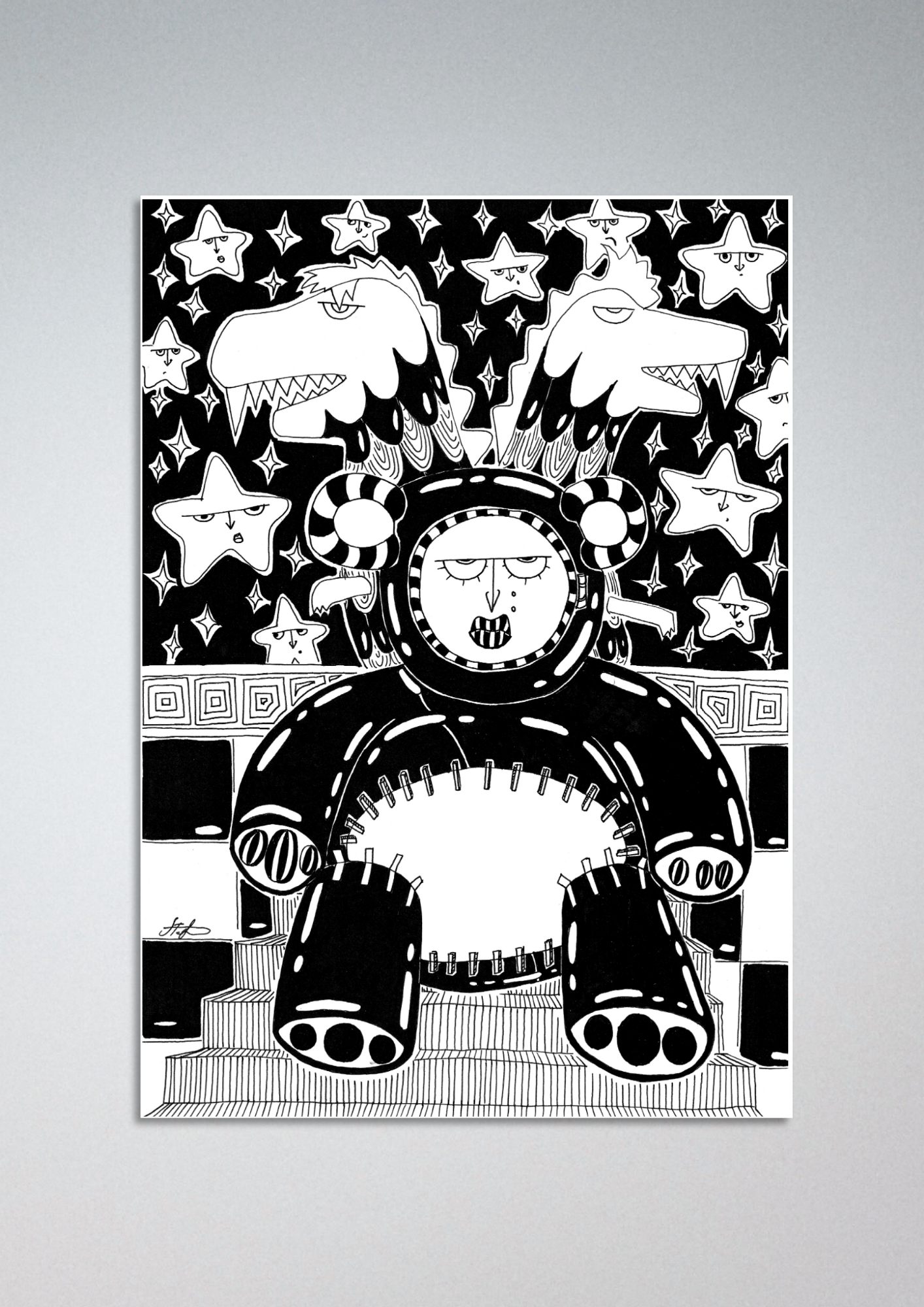 #35 Teddy bear and the dinos - Gilcèe Print