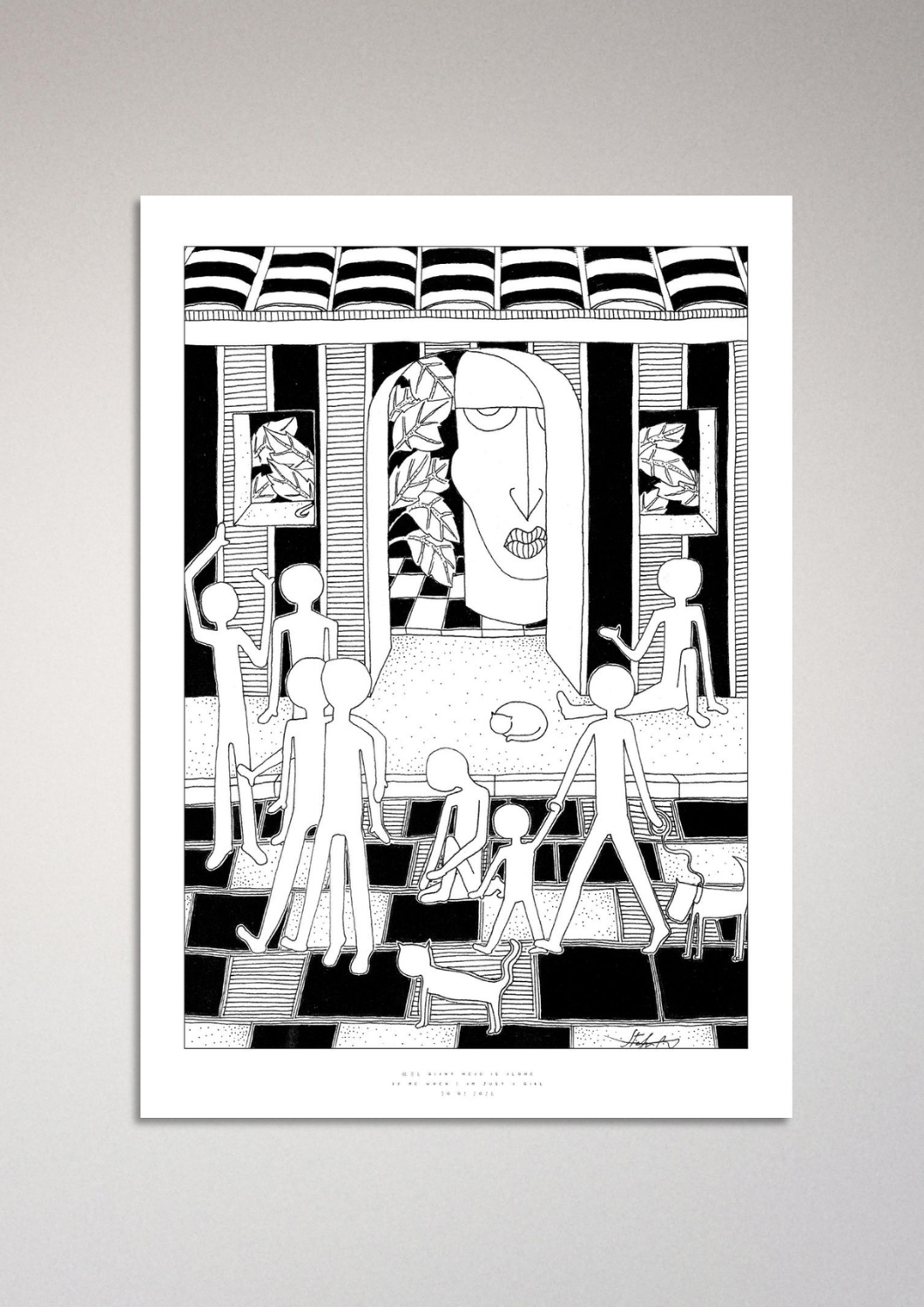 #86 - Giant head is alone - Semi-Glossy Paper Post