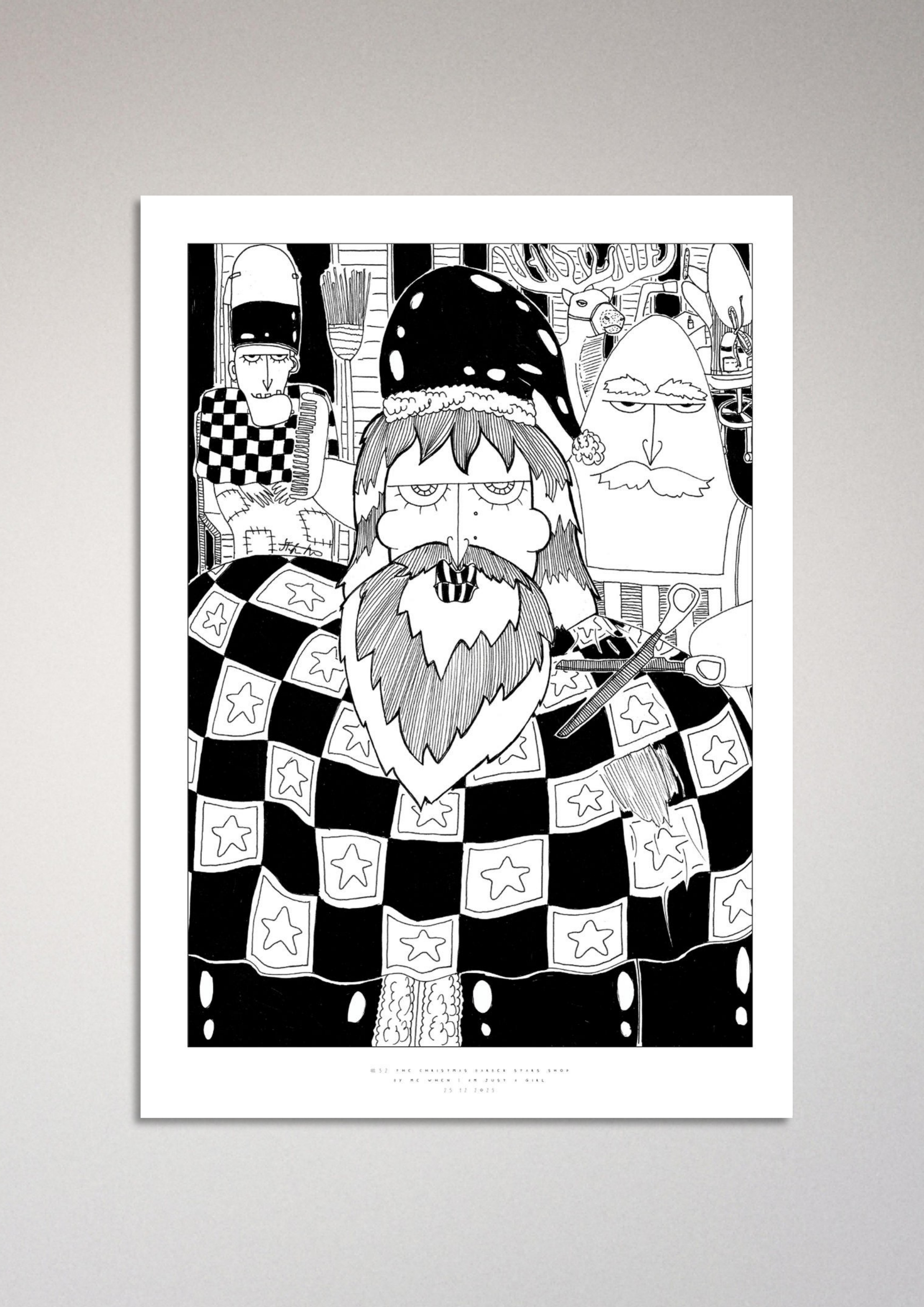 #52 The christmas barber stars shop - Semi-Glossy Paper Poster