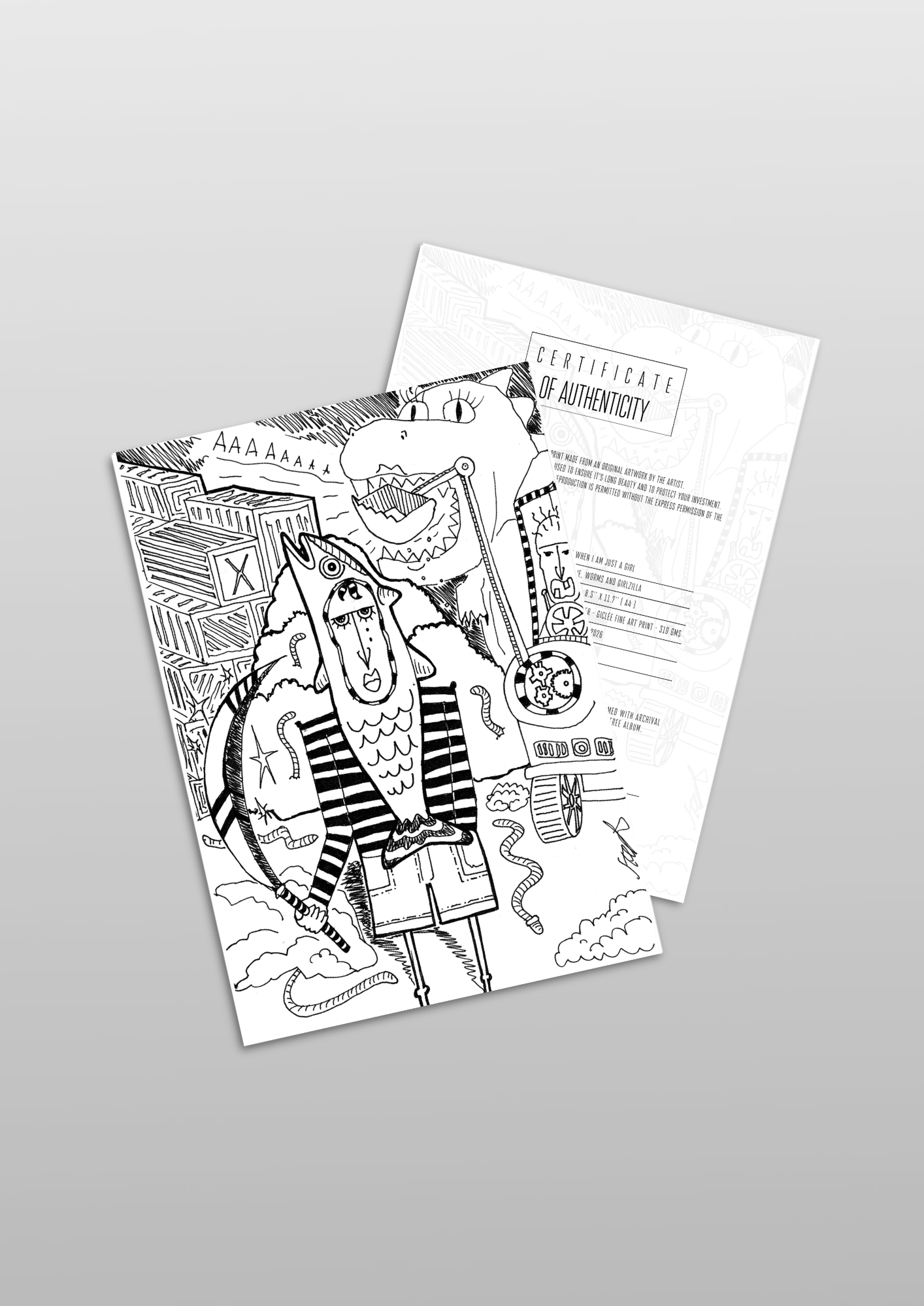 #7 Sardine, worms and girlzilla - Gilcèe Print