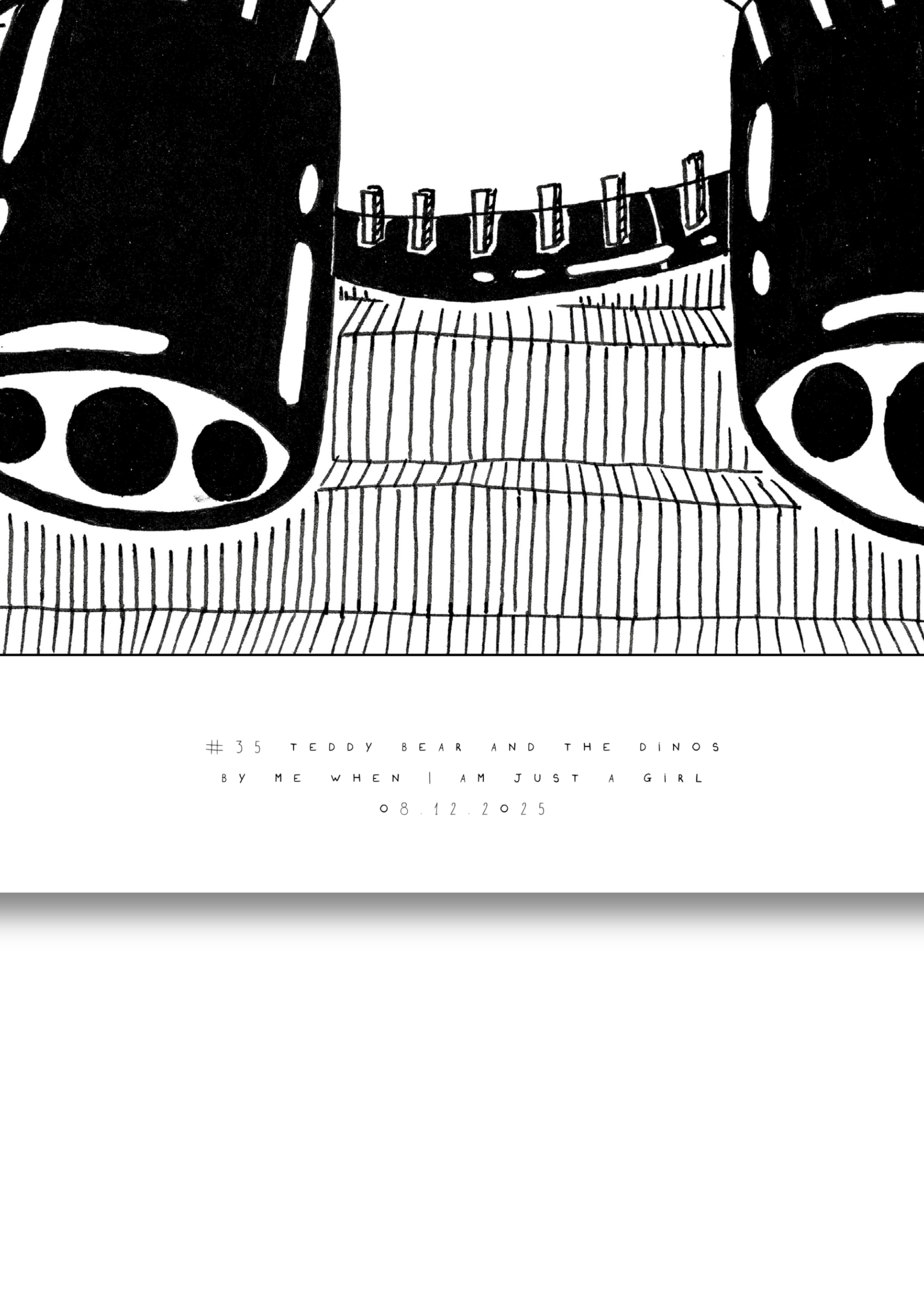 #35 Teddy bear and the dinos - Semi-Glossy Paper Poster