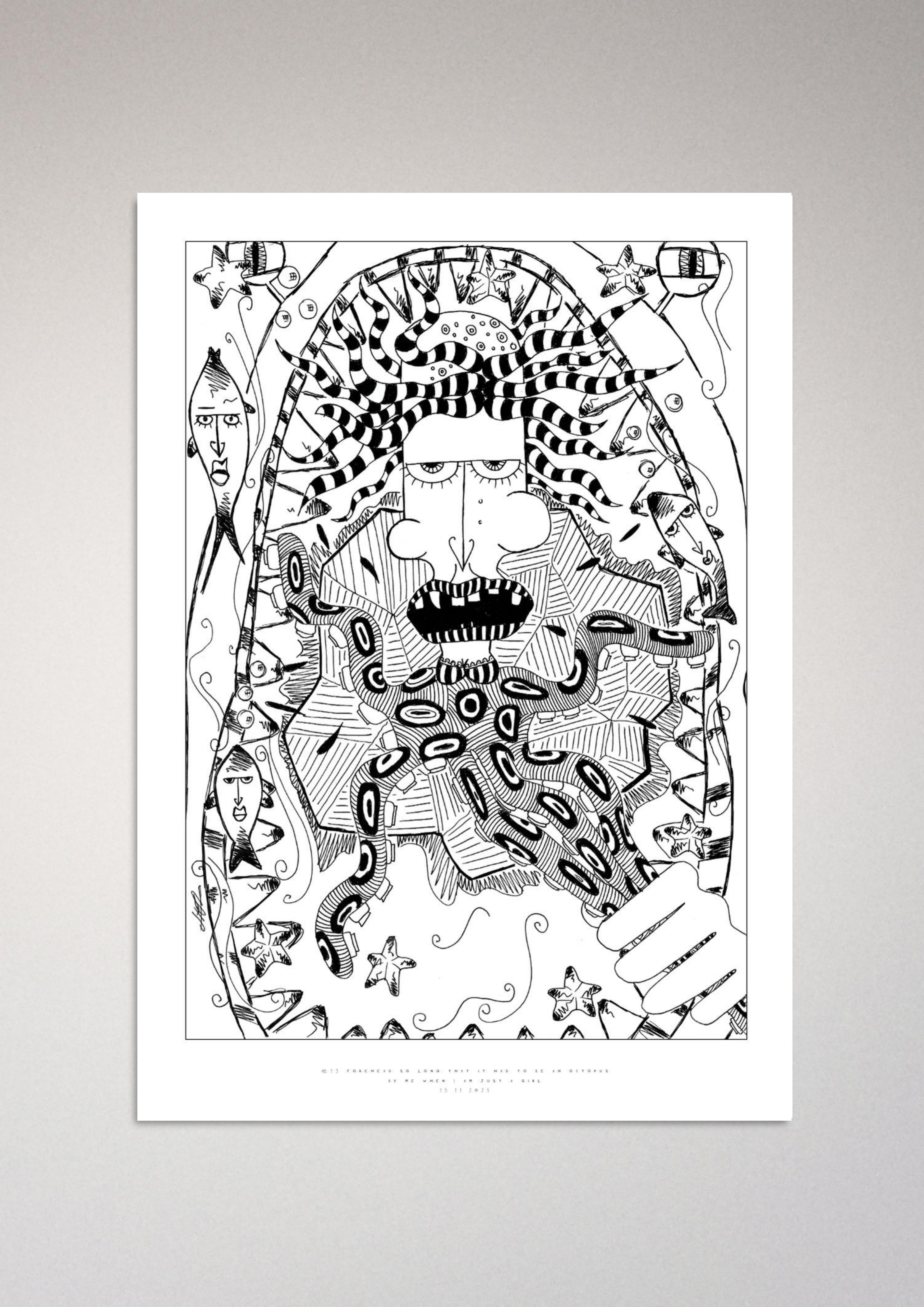 #13 Forehead so long that it had to be an octopus  - Semi-Glossy Paper Poster