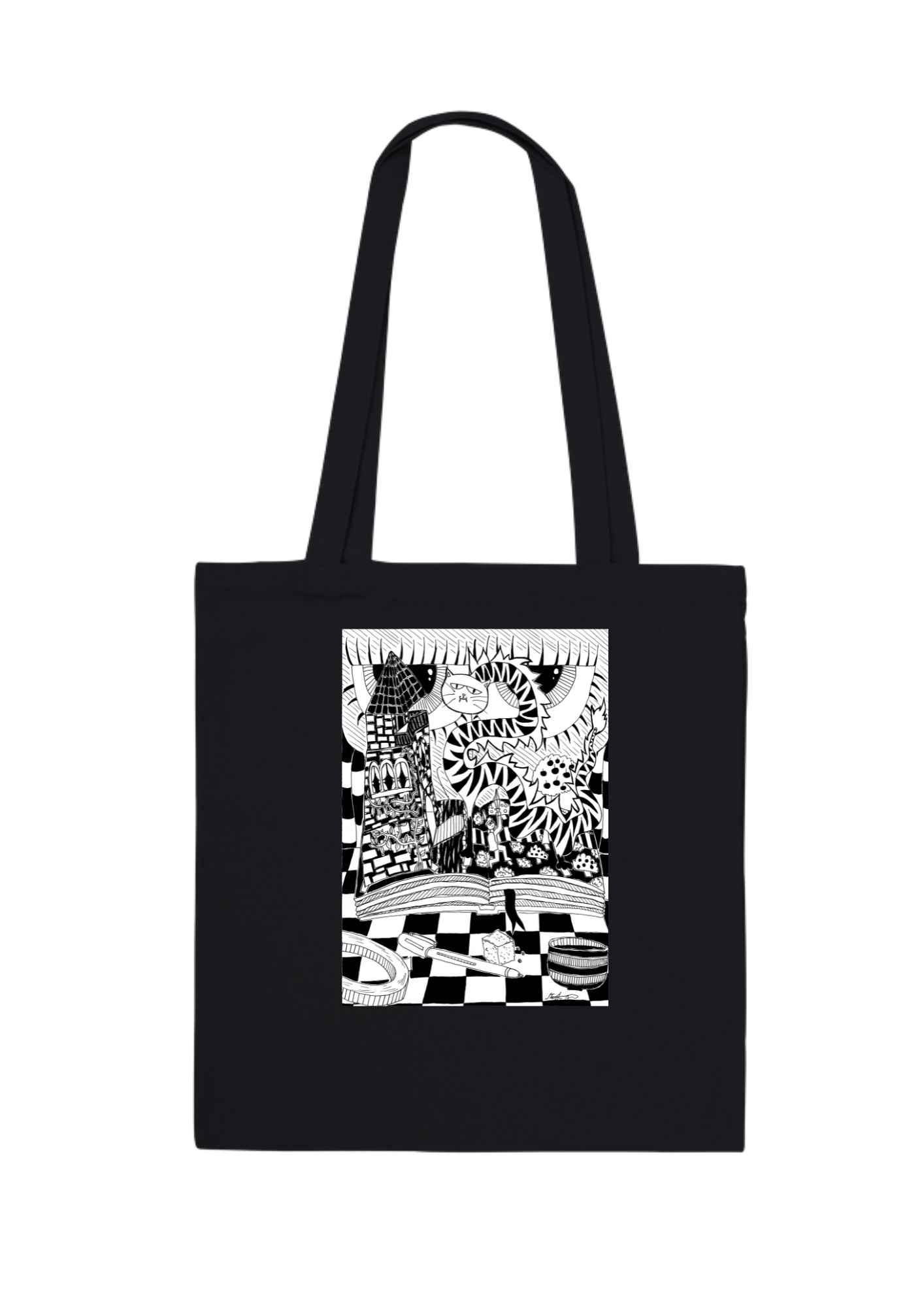#56 Pop up book -  Organic Tote Bag - Black