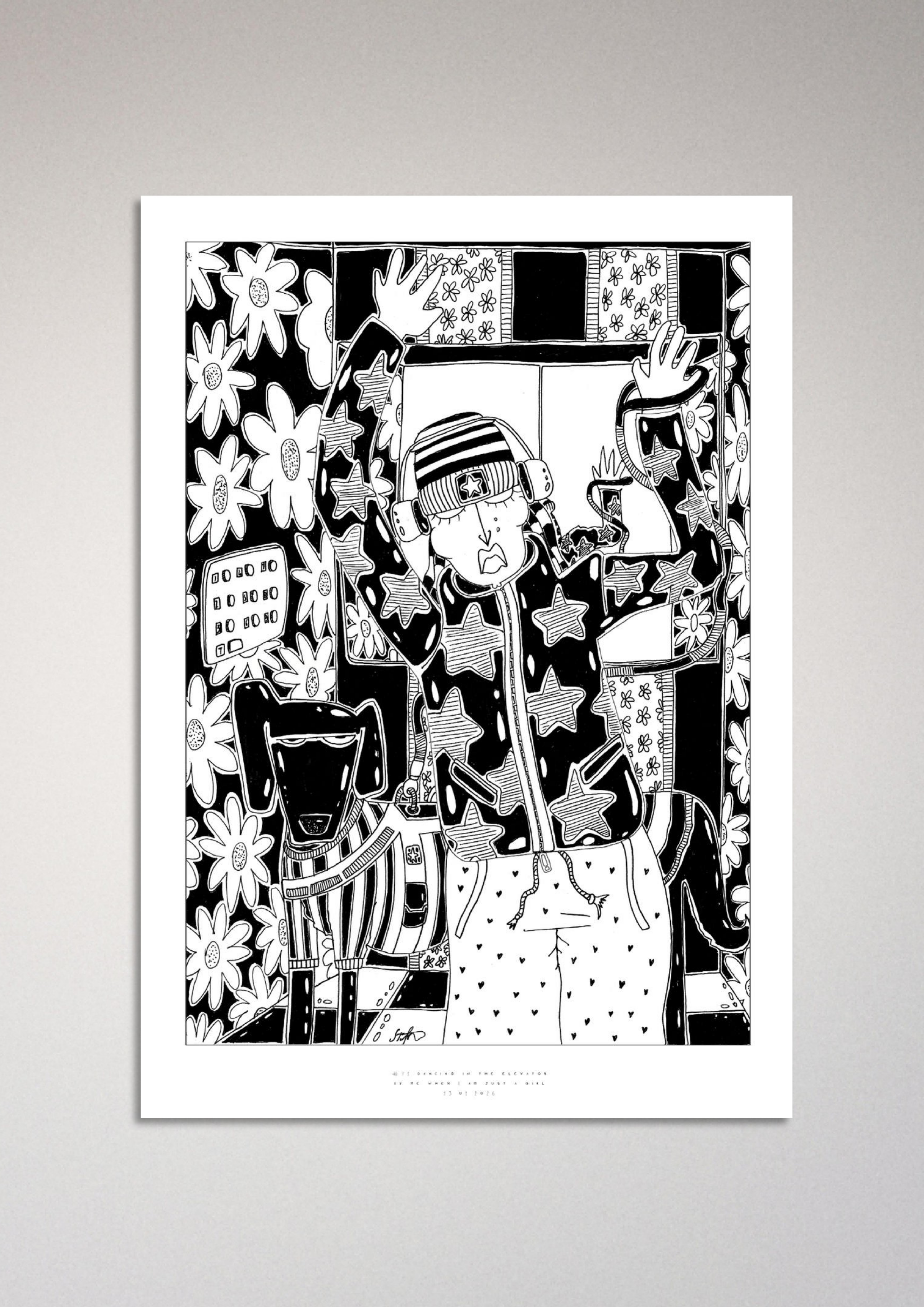 #71 Dancing in the elevator - Semi-Glossy Paper Poster