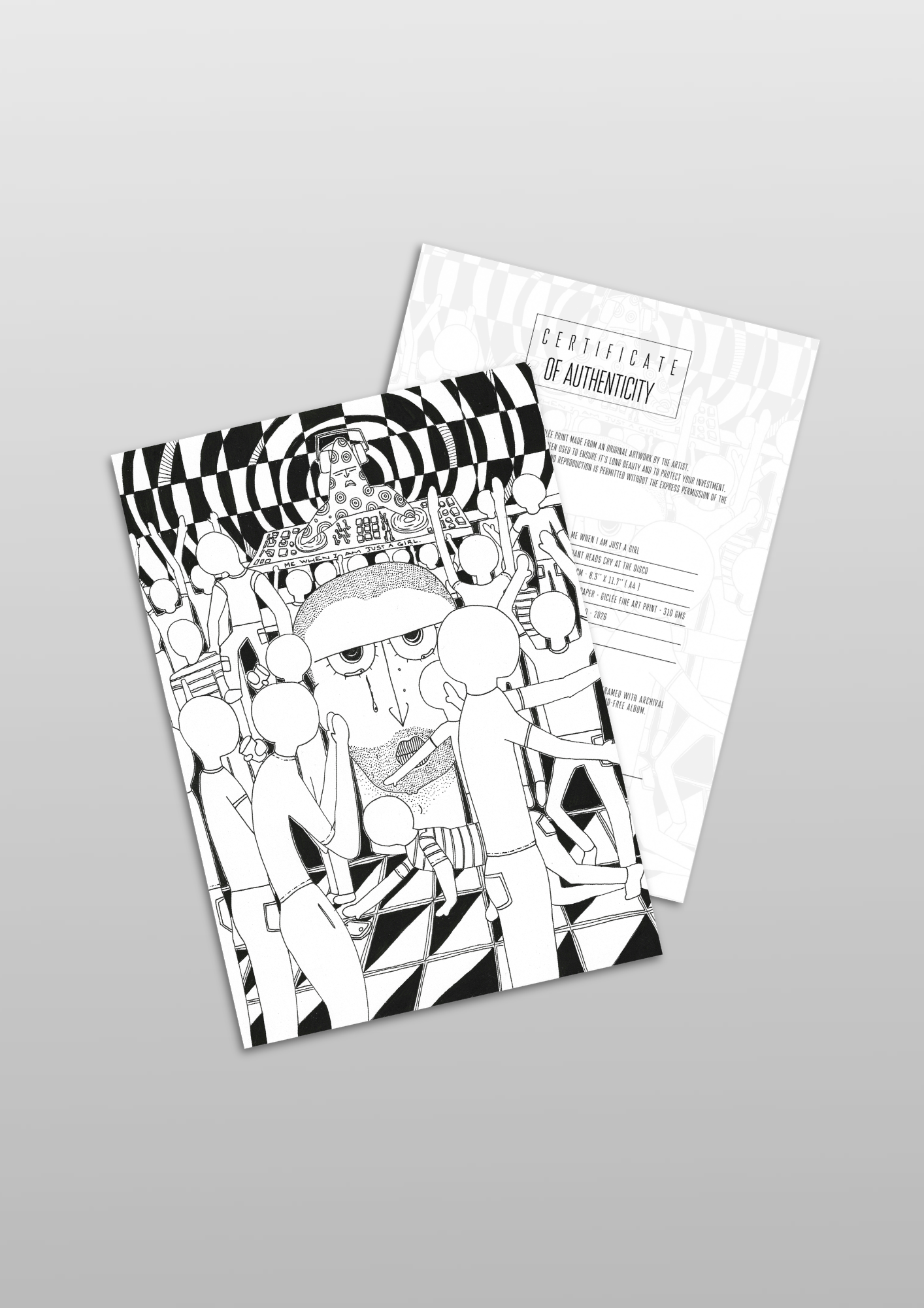 #125 Giant heads cry at the disco  - Giclèe Print