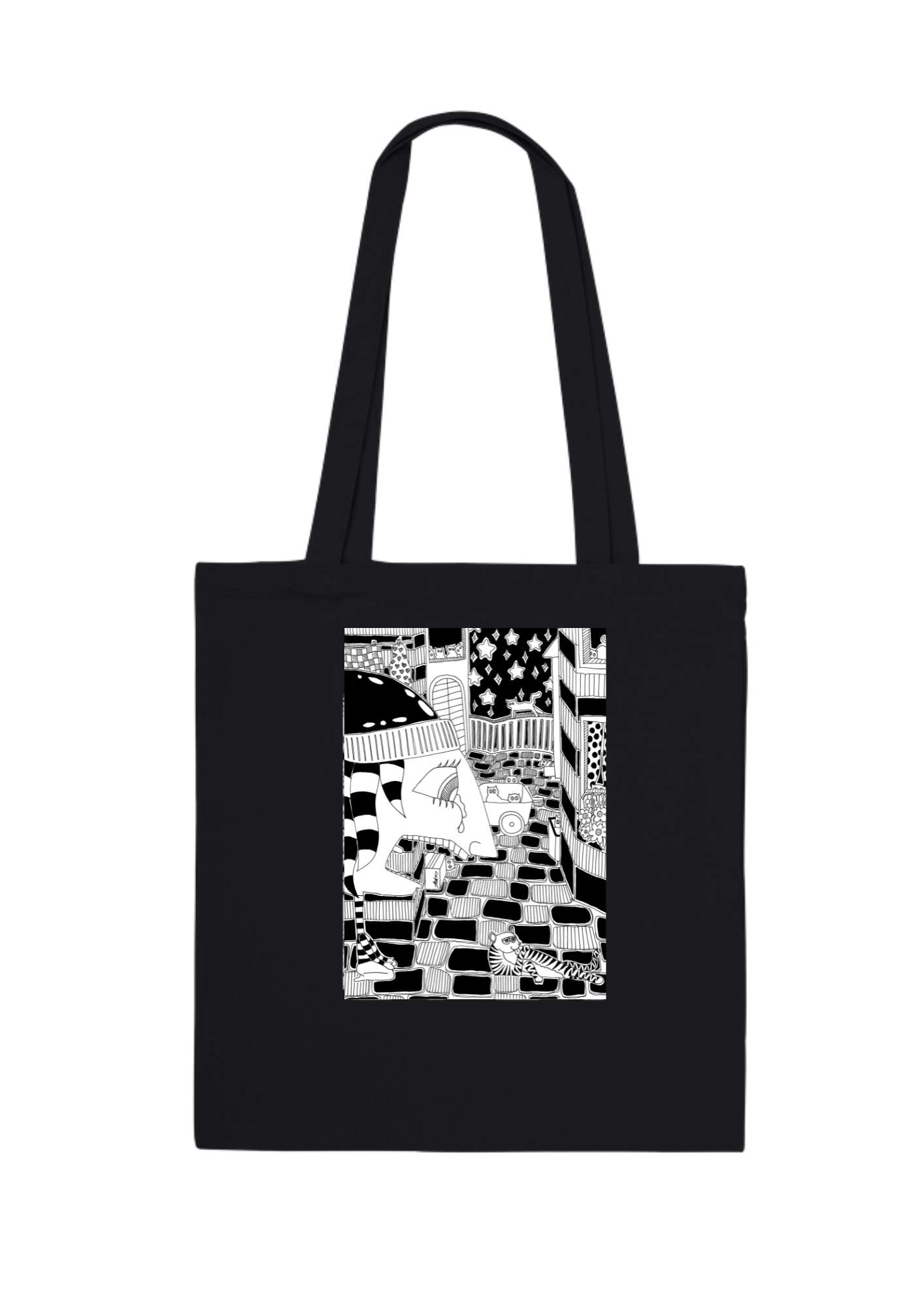 #62 Too much cuteness -  Organic Tote Bag - Black