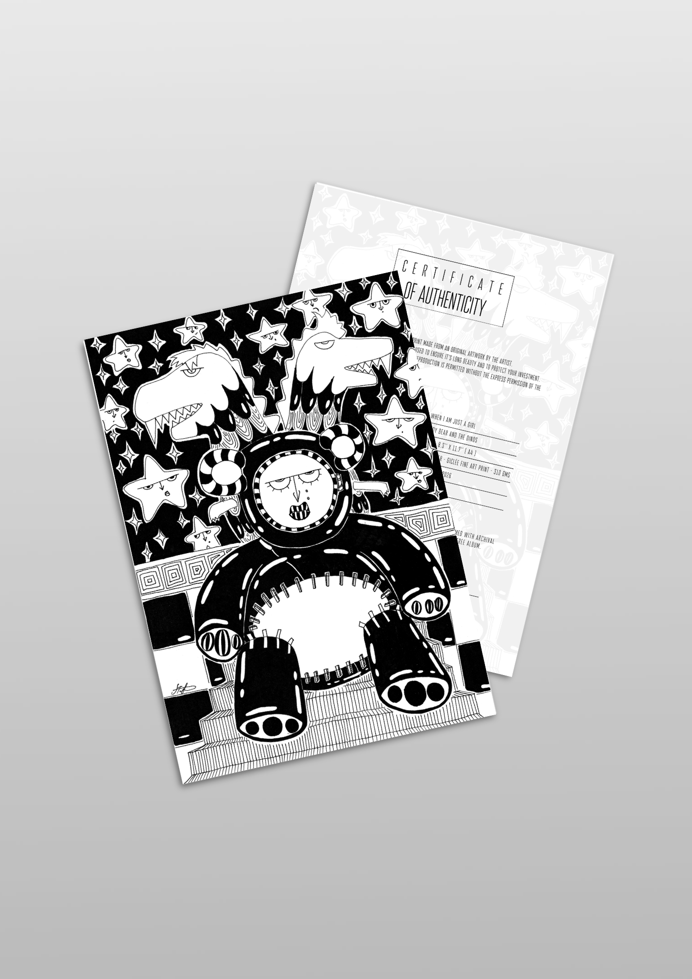 #35 Teddy bear and the dinos - Gilcèe Print