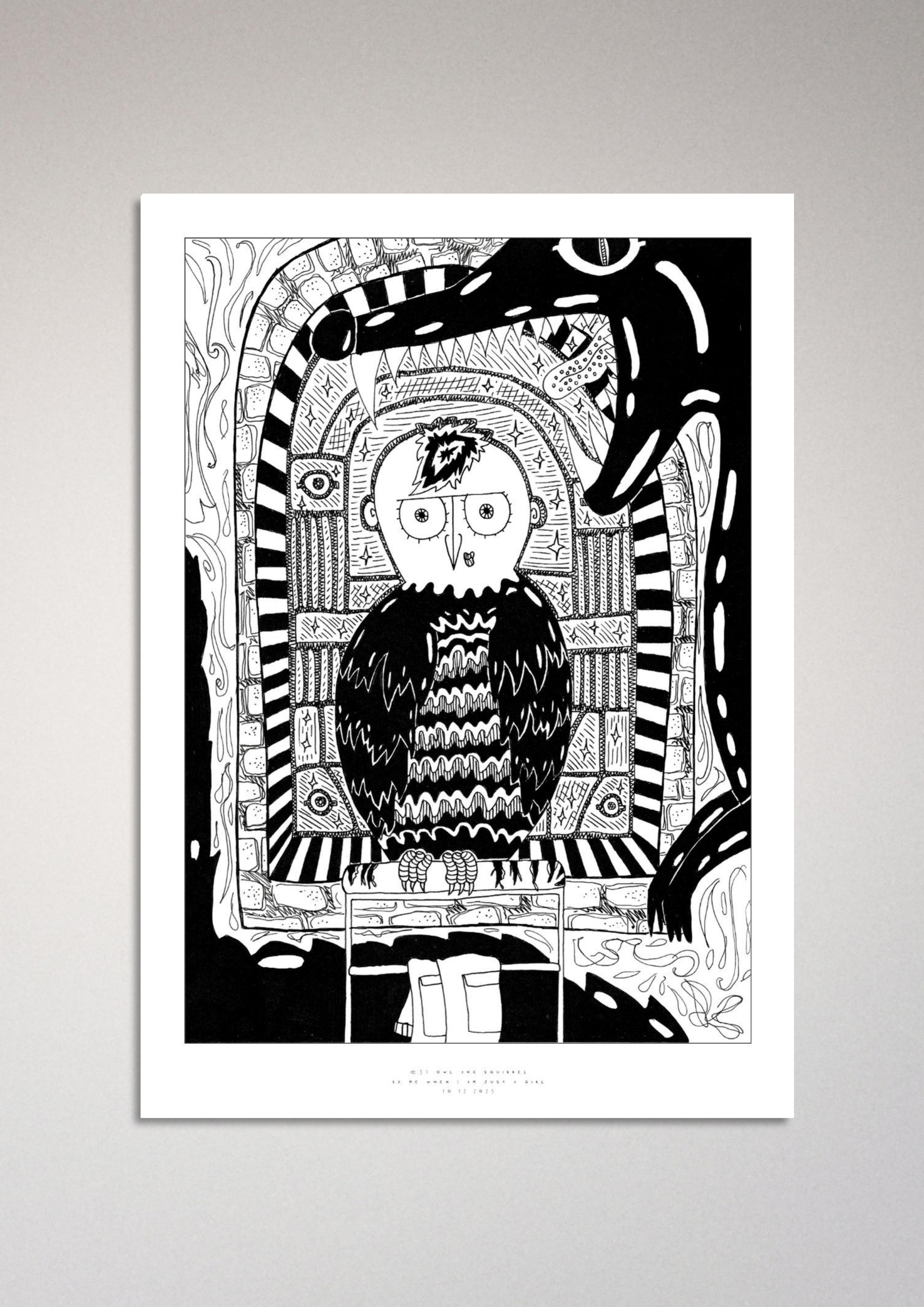 #37 Owl and squirrel - Semi-Glossy Paper Poster
