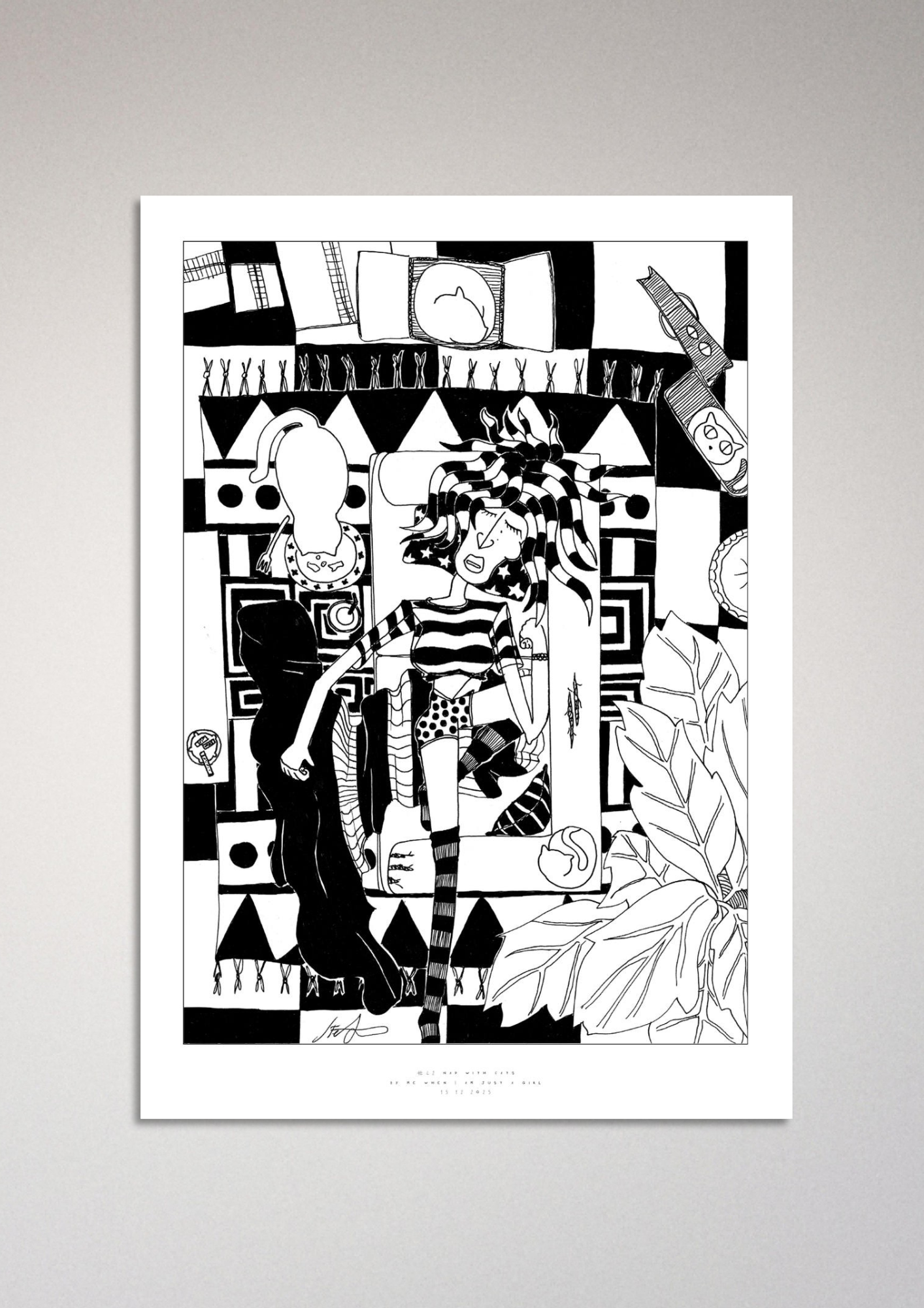 #42 Nap with cats - Semi-Glossy Paper Poster