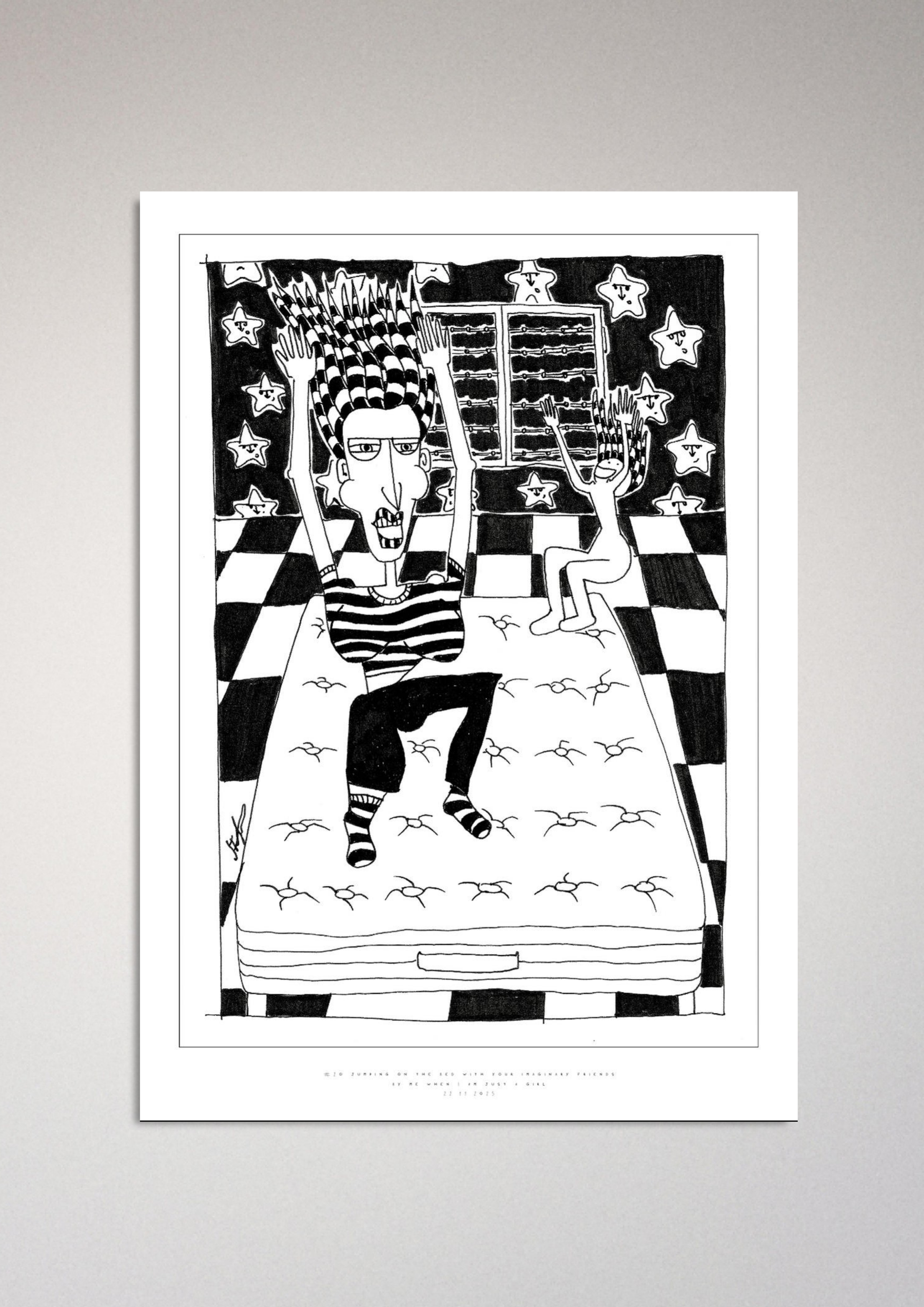 #20 Jumping on the bed with your imaginary friend  - Semi-Glossy Paper Poster
