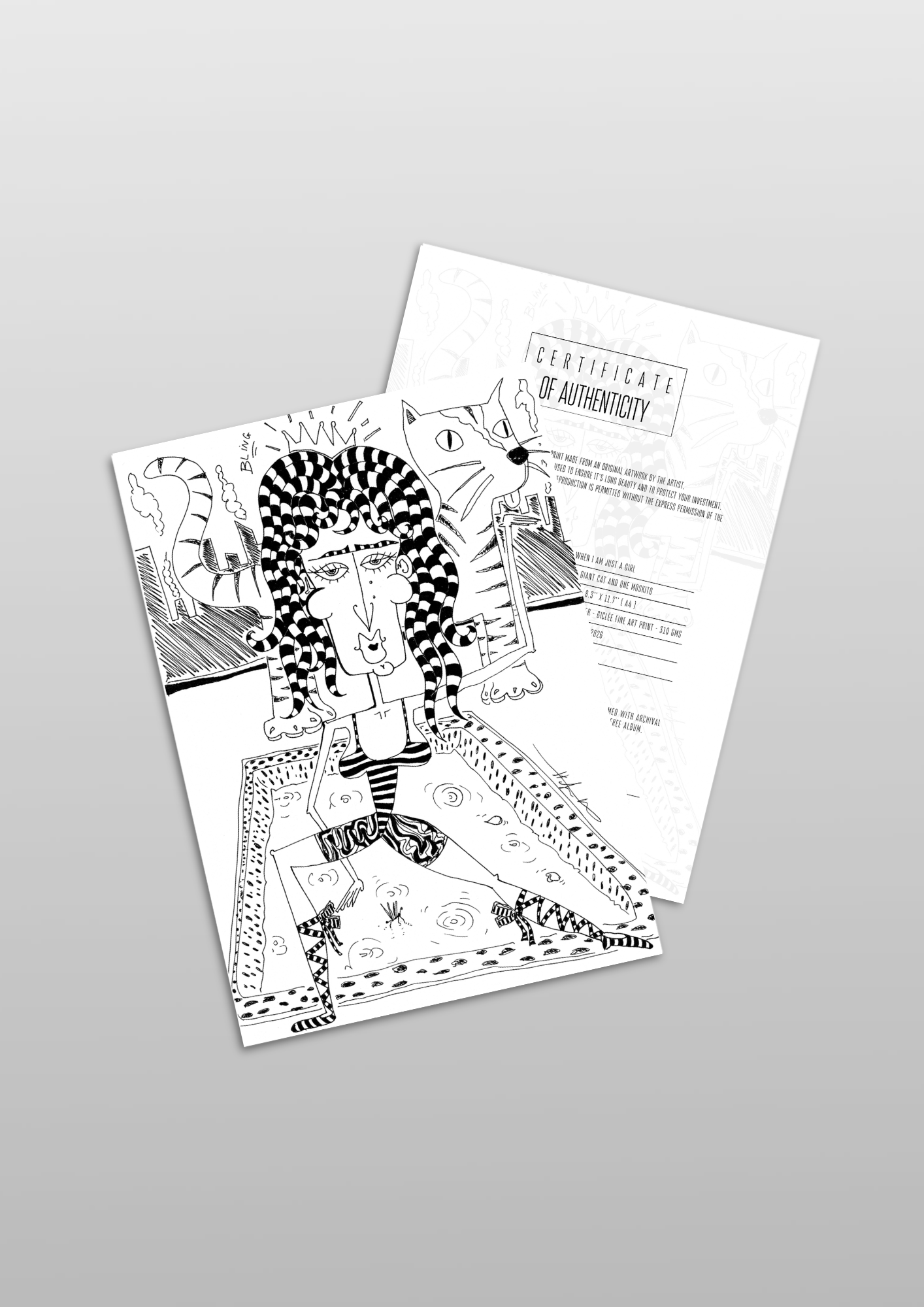 #8 Ballerina, giant cat and one moskito - Gilcèe Print