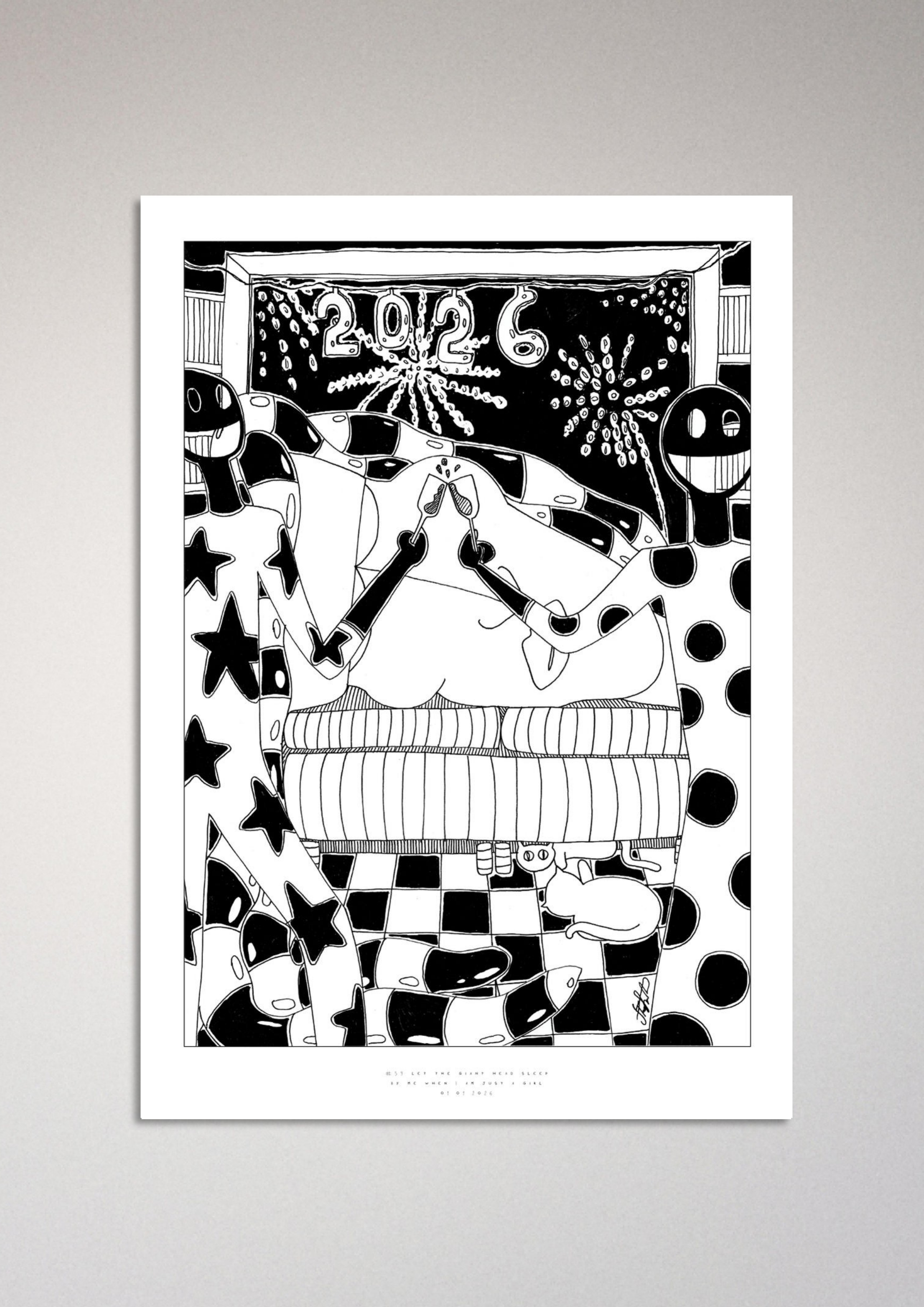 #59 Let the giant head sleep - Semi-Glossy Paper Poster