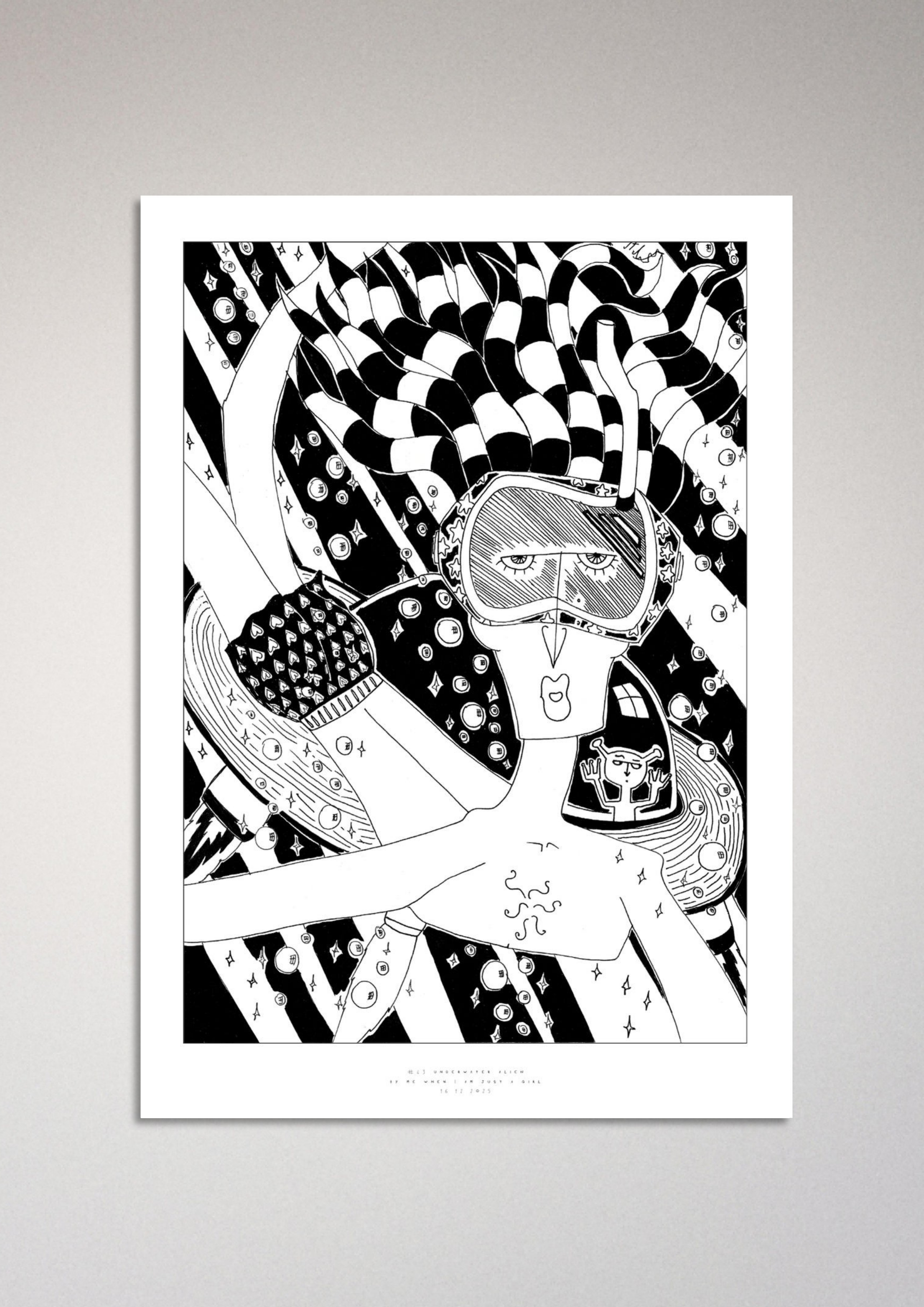 #43 Underwater alien - Semi-Glossy Paper Poster