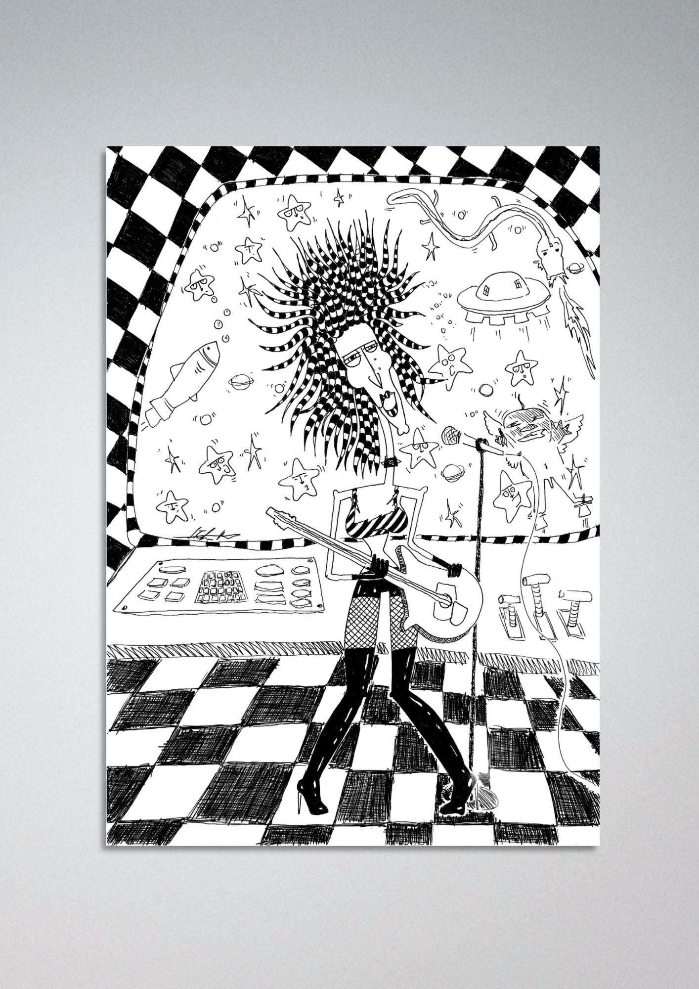 #10 Rockstar, space, checkers. - Gilcèe Print