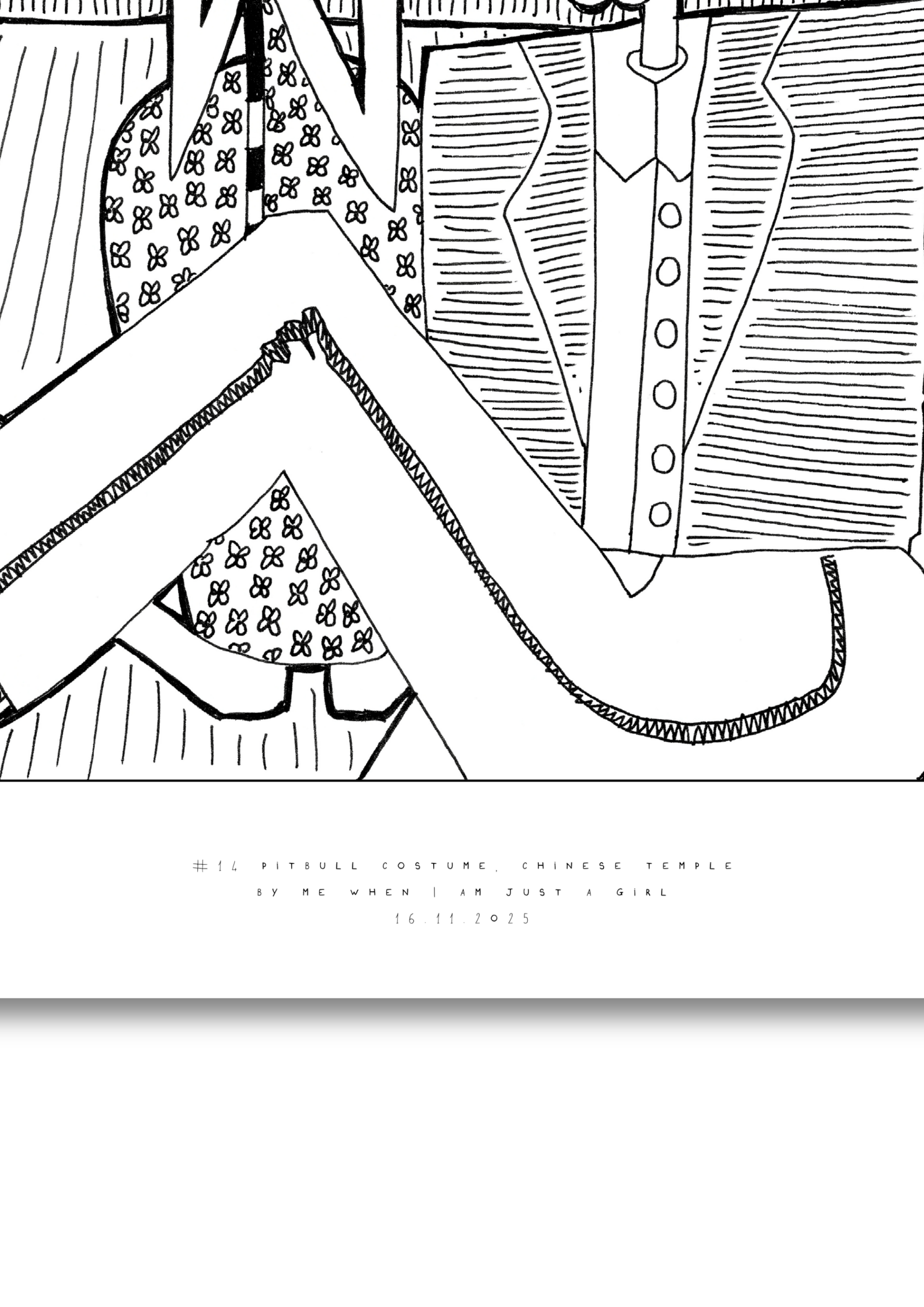 #14 Pitbull costume chinese temple  - Semi-Glossy Paper Poster