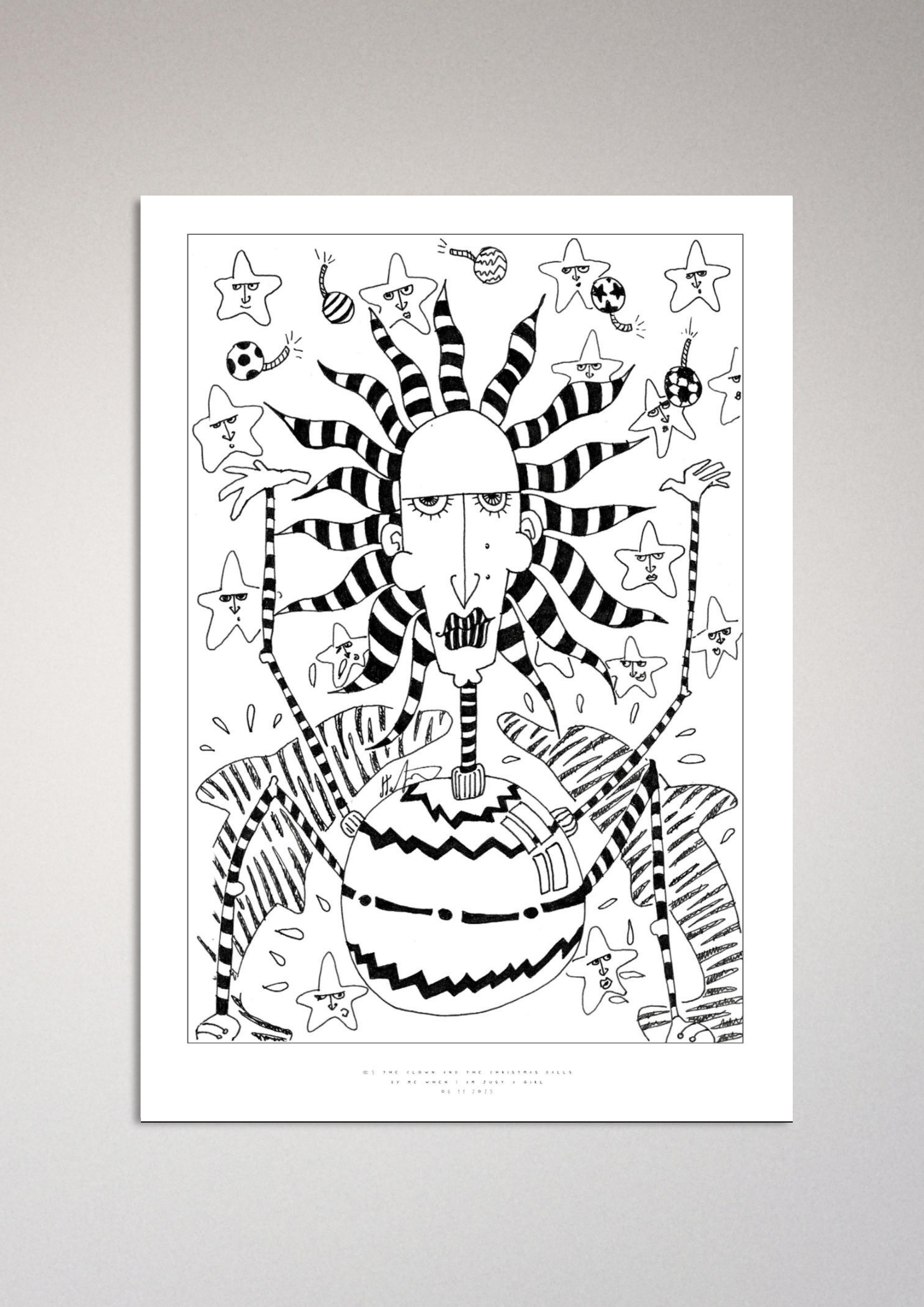 #5 The clown and the christmas balls - Semi-Glossy Paper Poster