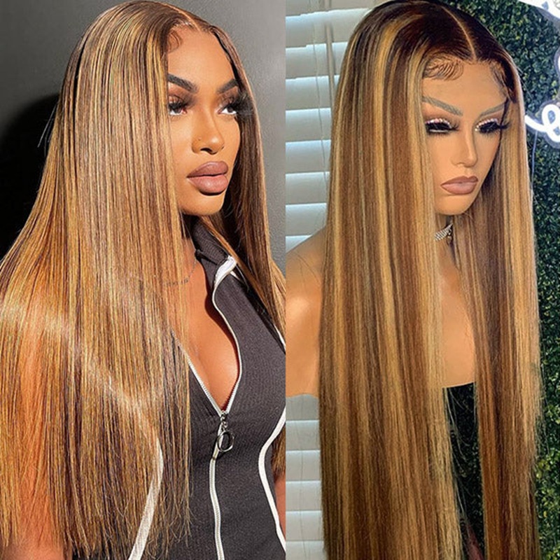 Long Honey Blonde Highlight Wig